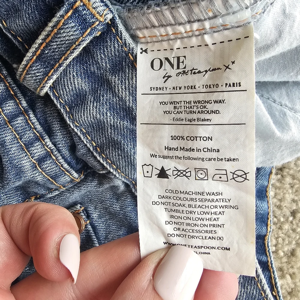 One By One Teaspoon Size 27 Trashed Freebirds Distressed Ripped Skinny Jeans - Picture 6 of 10